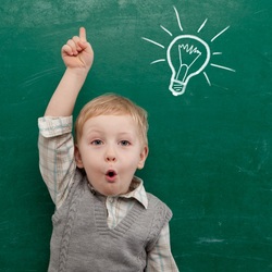 Picture of kid with lightbulb going off above his head